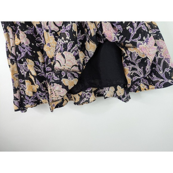 Free People Womens 8 End of the Island Godet Purple Floral High Waist Mini Skirt - Picture 10 of 12